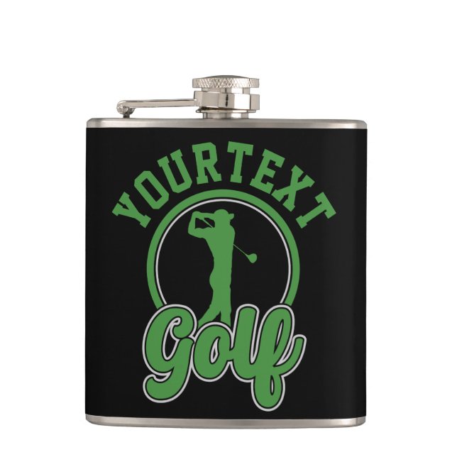 Personalized Golf ADD NAME Retro Pro Golfer Swing Hip Flask (Front)