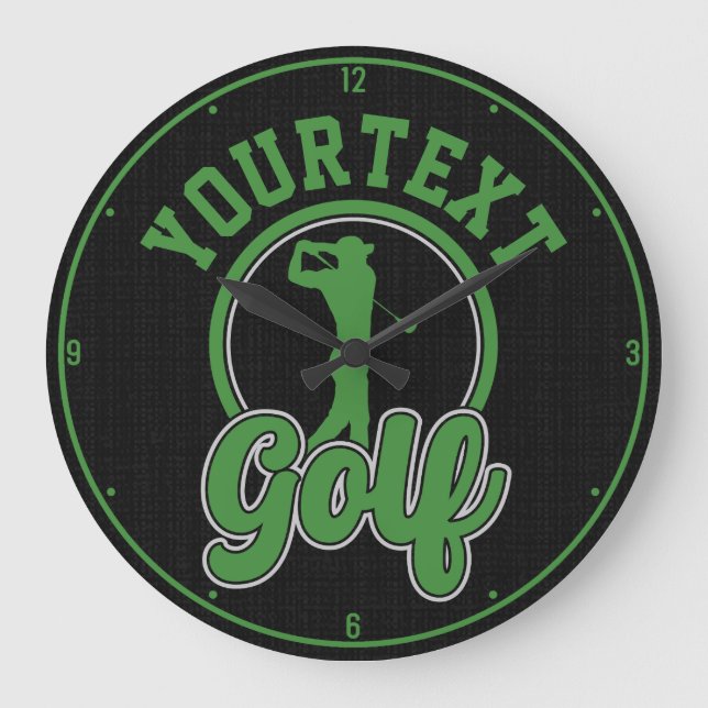 Personalized Golf ADD NAME Retro Pro Golfer Swing Large Clock (Front)