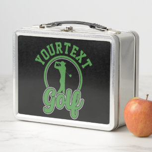 Personalized Golf ADD NAME Retro Pro Golfer Swing Metal Lunch Box