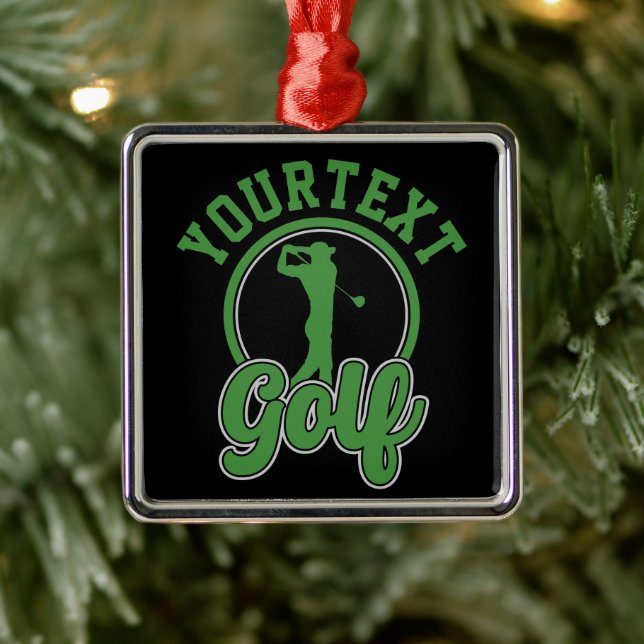 Personalized Golf ADD NAME Retro Pro Golfer Swing Metal Ornament (Tree)