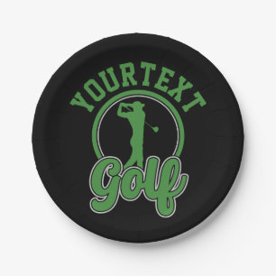 Personalized Golf ADD NAME Retro Pro Golfer Swing Paper Plate
