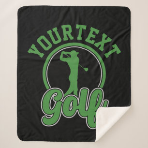 Personalized Golf ADD NAME Retro Pro Golfer Swing Sherpa Blanket