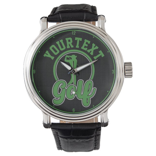 Personalized Golf ADD NAME Retro Pro Golfer Swing Watch (Front)