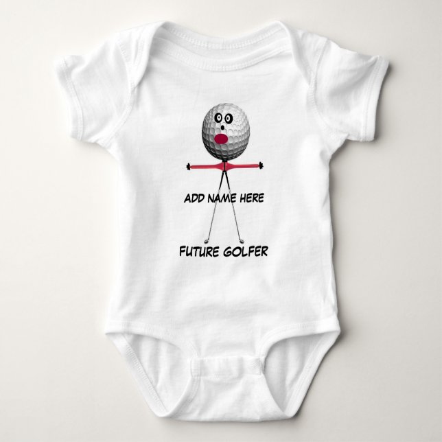 Personalized Golf Baby Cartoon Bodysuit (Front)