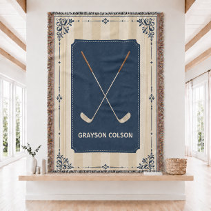 Personalized Golf Baby Woven Throw Blanket