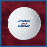 Personalized Golf Ball, 70th Birthday Balls<br><div class="desc">This personalized name golf ball is a great gift for your favourite golfer's 70th Birthday!  Now lost balls can easily be identified and returned. Text is blue and deep burgundy red - you can easily change it. Golfers will love it! All Rights Reserved © 2024 Alan & Marcia Socolik.</div>