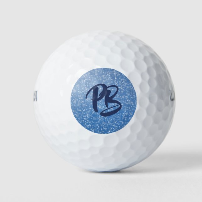 Personalized Golf Ball Blue Sparkle (Front)