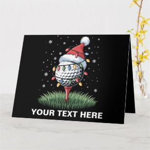 Personalized Golf Ball Christmas Tree Santa Hat Card