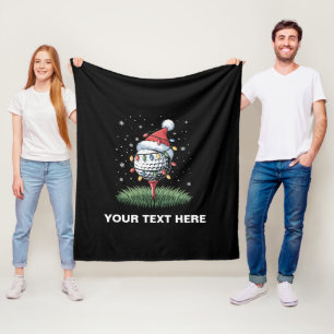 Personalized Golf Ball Christmas Tree Santa Hat Fleece Blanket
