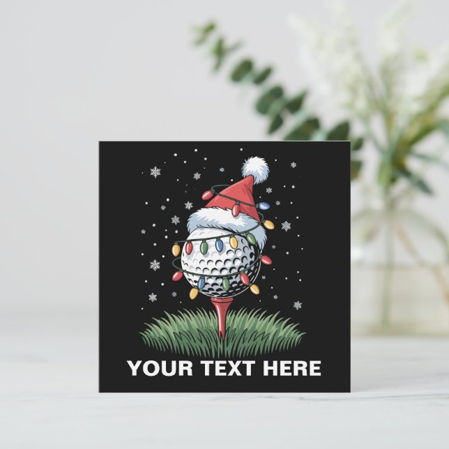 Personalized Golf Ball Christmas Tree Santa Hat  Invitation (Standing Front)