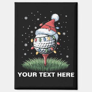 Personalized Golf Ball Christmas Tree Santa Hat Magnet