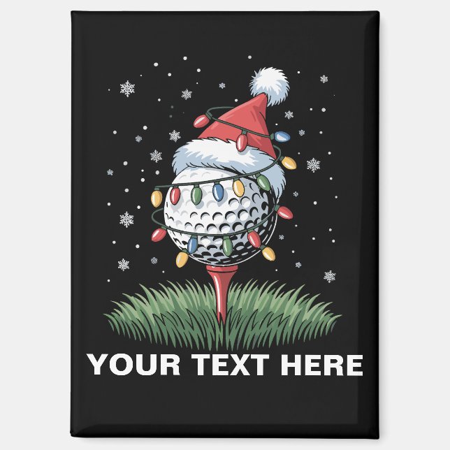 Personalized Golf Ball Christmas Tree Santa Hat  Magnet (Front)
