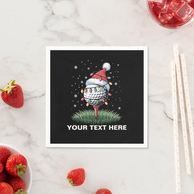 Personalized Golf Ball Christmas Tree Santa Hat  Napkin (Insitu)