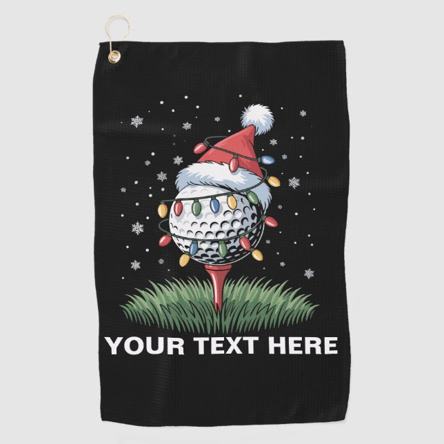 Personalized Golf Ball Christmas Tree Santa Hat  Towel (Front)