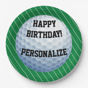 Personalized Golf Ball Happy Birthday Paper Plate