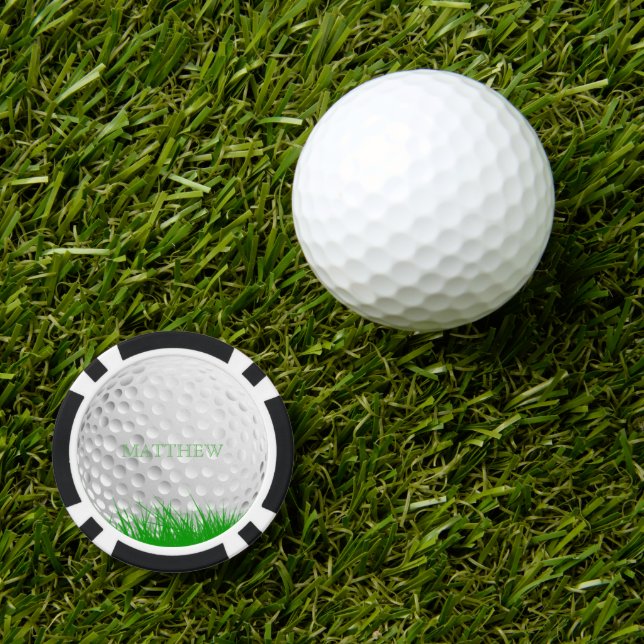 Personalized Golf Ball in Grass Marker Poker Chips (Golf Ball Marker)