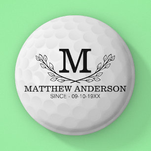 Personalized Golf Ball Pattern Name Monogram Age 2 Inch Round Button