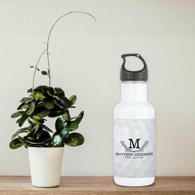 Personalized Golf Ball Pattern Name Monogram Age 532 Ml Water Bottle (Creator Uploaded)