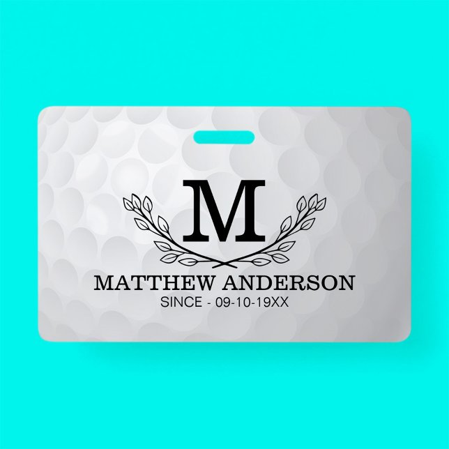 Personalized Golf Ball Pattern Name Monogram Age Badge (Creator Uploaded)