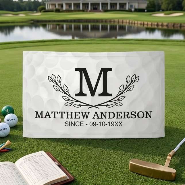 Personalized Golf Ball Pattern Name Monogram Age Banner (Creator Uploaded)