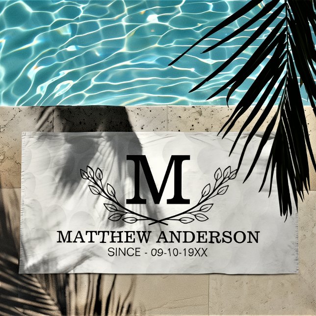 Personalized Golf Ball Pattern Name Monogram Age Beach Towel (Creator Uploaded)