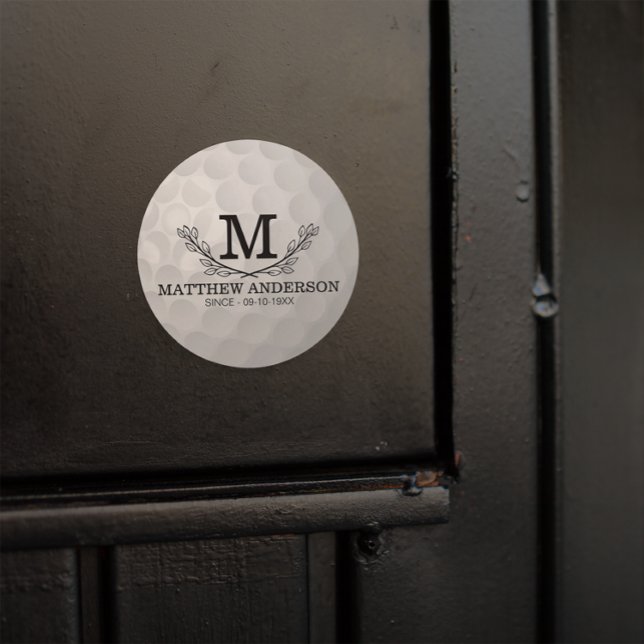 Personalized Golf Ball Pattern Name Monogram Age Classic Round Sticker (Creator Uploaded)