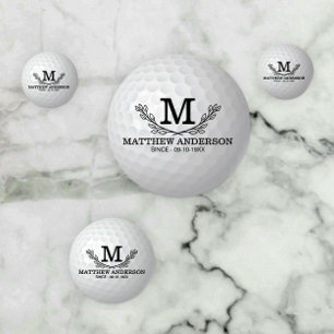 Personalized Golf Ball Pattern Name Monogram Age Confetti