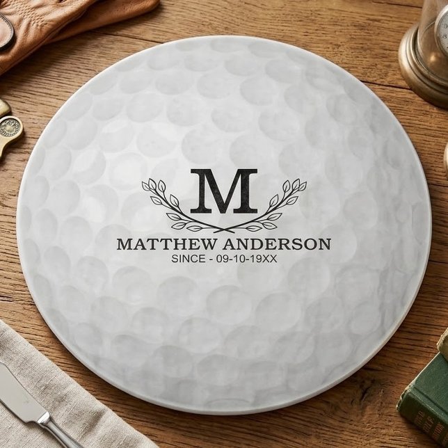 Personalized Golf Ball Pattern Name Monogram Age Cutting Board (Creator Uploaded)
