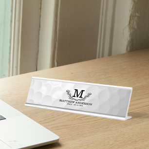 Personalized Golf Ball Pattern Name Monogram Age Desk Name Plate