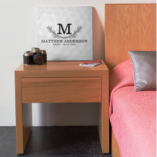 Personalized Golf Ball Pattern Name Monogram Age Faux Canvas Print