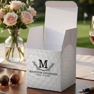 Personalized Golf Ball Pattern Name Monogram Age Favor Box