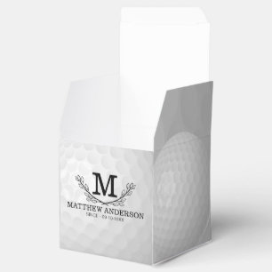 Personalized Golf Ball Pattern Name Monogram Age Favor Box