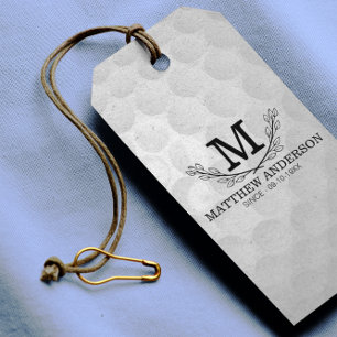 Personalized Golf Ball Pattern Name Monogram Age Gift Tags