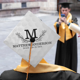 Personalized Golf Ball Pattern Name Monogram Age Graduation Cap Topper
