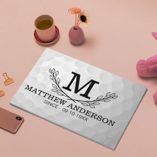 Personalized Golf Ball Pattern Name Monogram Age Guest Book