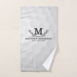 Personalized Golf Ball Pattern Name Monogram Age Hand Towel