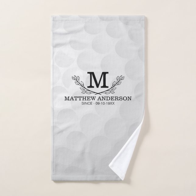 Personalized Golf Ball Pattern Name Monogram Age Hand Towel (Hand Towel)