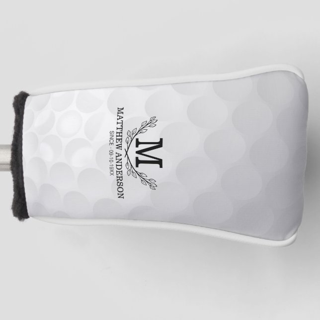 Personalized Golf Ball Pattern Name Monogram Age Head Cover (Front)
