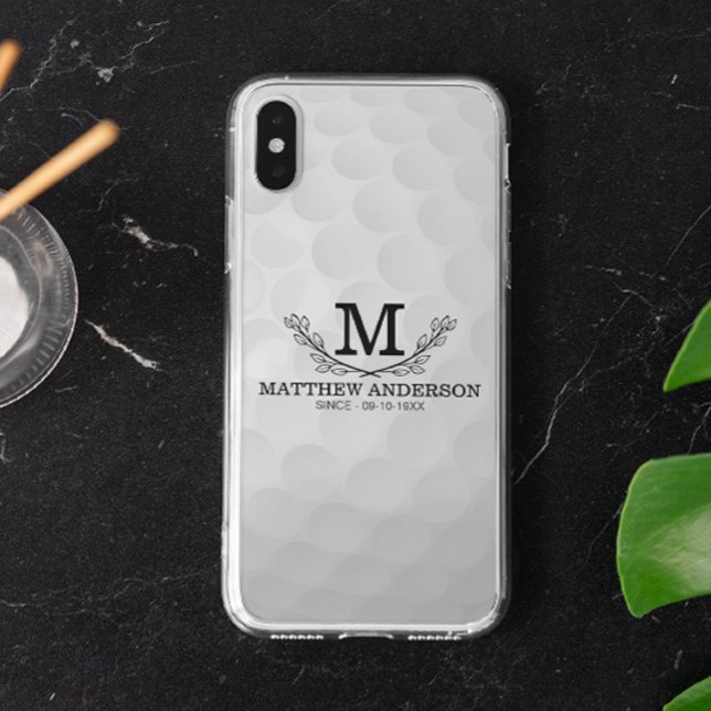 Personalized Golf Ball Pattern Name Monogram Age iPhone Case (Creator Uploaded)