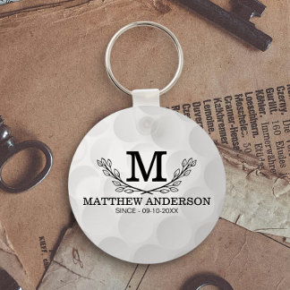 Personalized Golf Ball Pattern Name Monogram Age Keychain
