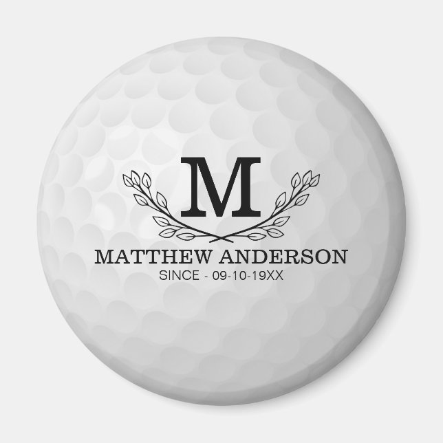 Personalized Golf Ball Pattern Name Monogram Age Magnet (Front)