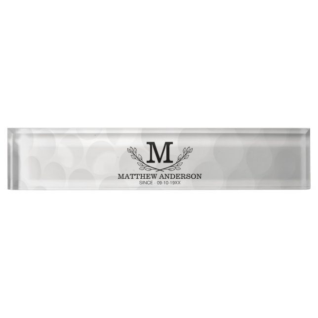 Personalized Golf Ball Pattern Name Monogram Age Nameplate (Front)