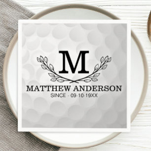 Personalized Golf Ball Pattern Name Monogram Age Napkin