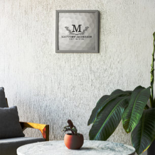 Personalized Golf Ball Pattern Name Monogram Age Photo Print
