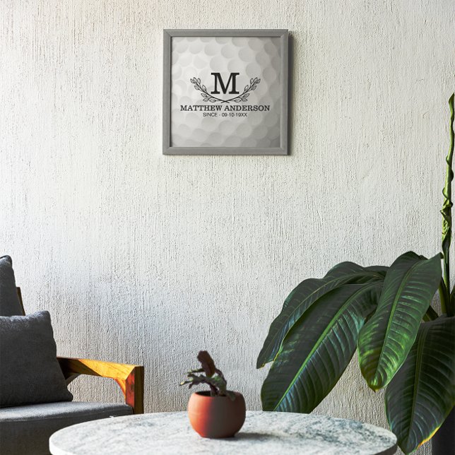 Personalized Golf Ball Pattern Name Monogram Age Photo Print (Creator Uploaded)