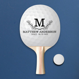 Personalized Golf Ball Pattern Name Monogram Age Ping Pong Paddle