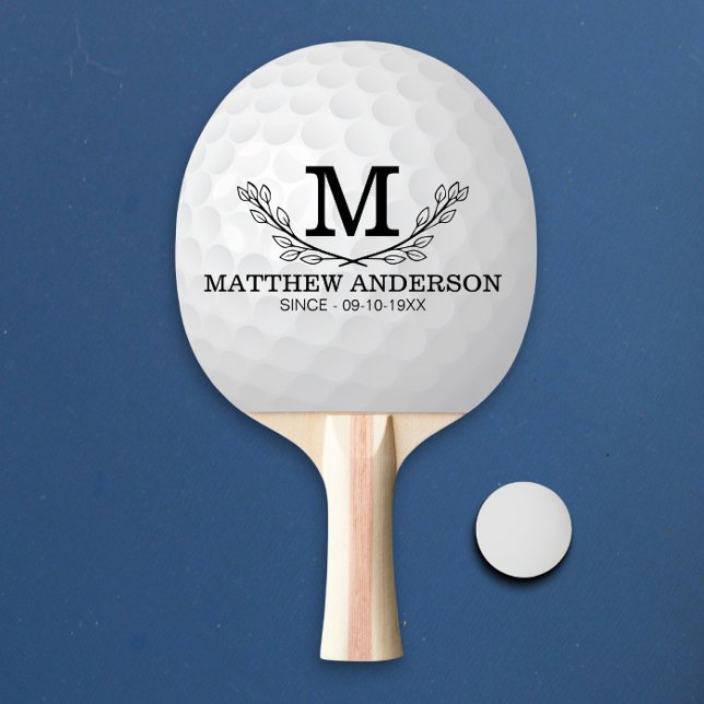 Personalized Golf Ball Pattern Name Monogram Age Ping Pong Paddle (Creator Uploaded)
