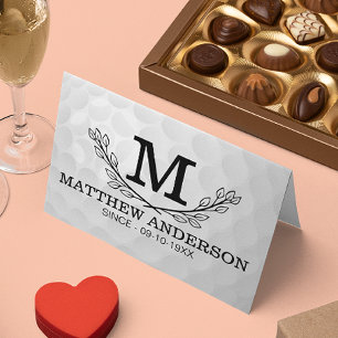 Personalized Golf Ball Pattern Name Monogram Age Place Card