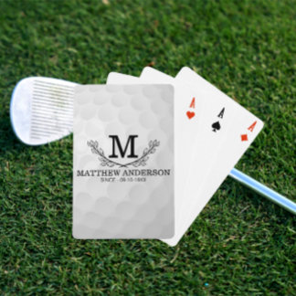 Personalized Golf Ball Pattern Name Monogram Age Playing Cards