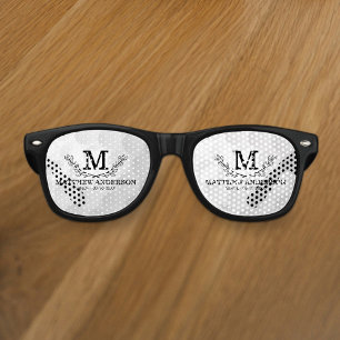 Personalized Golf Ball Pattern Name Monogram Age Retro Sunglasses